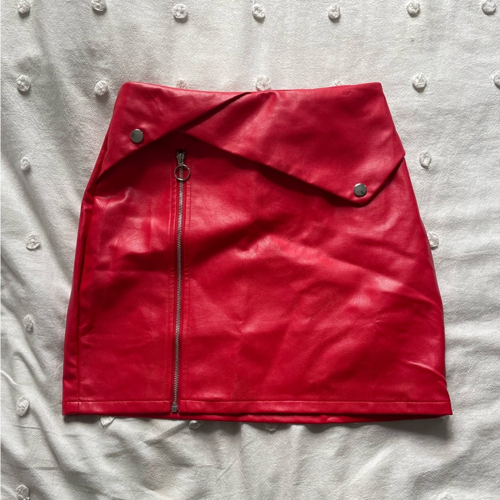 Superdown Red leather skirt